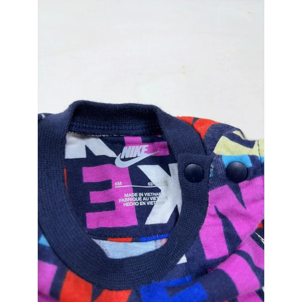 Nike Baby Girls Romper 6M Multi-Color Block Logo Print Sleeveless One Piece Snap